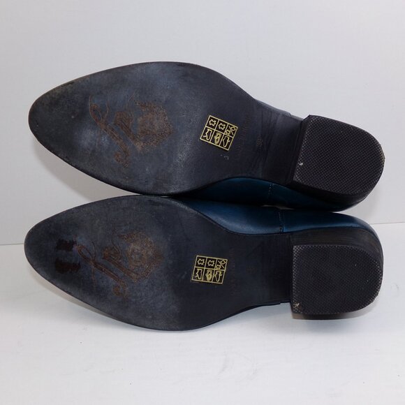 Free People Women's Charm Double V Ankle Boots Ink Blue Leather  Sz 38 - Picture 8 of 12